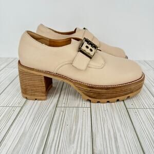 Oasis Society Sarah platform buckle block chunky heel shoes Maryjanes tan size 9